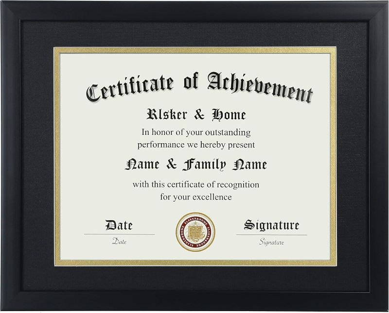 Photo 1 of  Certificate Frame - Classic Black Color Frame - Displays Diploma 8.5x11 Inch with Mat - 11x14 Inch Without Mat - For Document/Photo(Double Mat - Matte B 