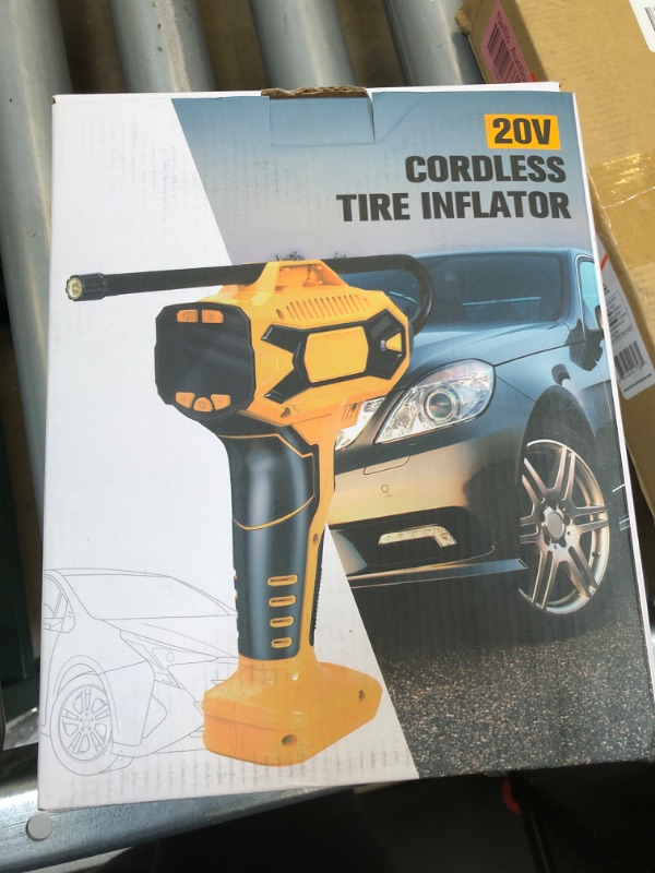 Photo 2 of AstroAI Tire Inflator Air Compressor Cordless 


































 Tire Pump with 20V Rechargeable Li-ion Battery 150 PSI Portable Handheld Air Pump with 12 V Car Power Adapter for Cars Motorcycles LS40791?C1? Yellow
 