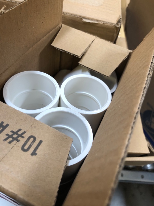 Photo 2 of 10Pack 1-1/4" PVC Pipe Coupling Adapter Pipe Fittings (Socket x Socket) Contractor Pack Schedule 40 Heavy Duty 1.25 Inch PVC Slip Socket Connectors for DIY PVC Shelf Garden Support Structure, White 1-1/4Inch 10