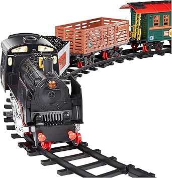 Photo 1 of Amazon Basics Remote Control Steam Engine Hobby Train Set with Tender and Gondola and Caboose Smoking, working light and realistic sounds Age 3 or up Perfect for Kids, Multicolor
