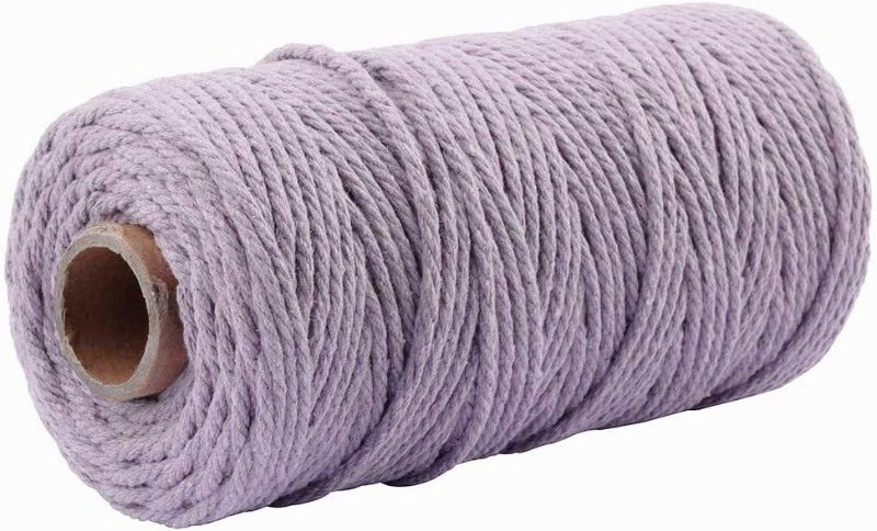 Photo 1 of  Yards 3mm Macrame Cotton Cord 4 Strand Twisted Twine Strings Rope for Wrapping Plant Hanger Knitting DIY Craft Supplies (Lilac)