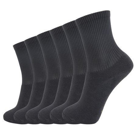 Photo 1 of +MD Unisex Bamboo Fiber Cushioned Crew Socks 6-Pack
  white black 