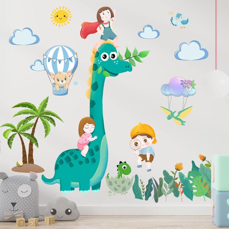 Photo 1 of  Cartoon Animals Wall Stickers Dinosaur Wall Decals for Kids Peel and Stick Removable DIY Children Mural Decorate for Nursery Room Bedroom Wardrobe Classroom Door Decoration (lm-ks konglong)
 