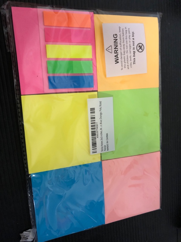 Photo 2 of (6 Pack) Sticky Notes 3x3 in Bright Colored Super Self Sticky Pads - 100 Sheets/Pad - Easy to Post for School, Office Supplies, Desk Accessories