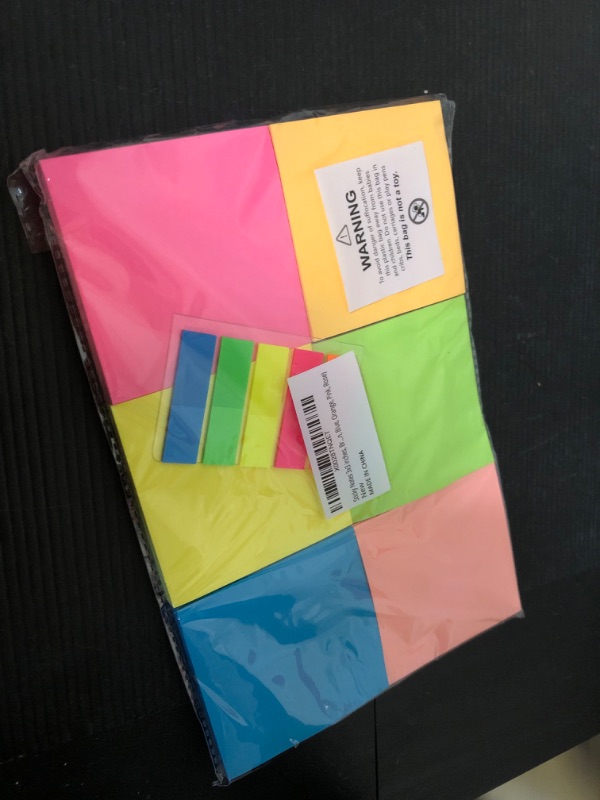 Photo 2 of (6 Pack) Sticky Notes 3x3 in Bright Colored Super Self Sticky Pads - 100 Sheets/Pad - Easy to Post for School, Office Supplies, Desk Accessories