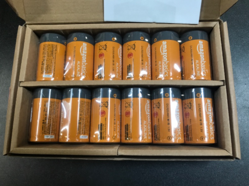 Photo 1 of Amazon Basics 12-Pack D Cell Alkaline All-Purpose Batteries, 1.5 Volt, 5-Year Shelf Life 12 Count (Pack of 1)