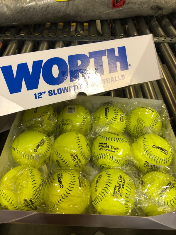 Photo 2 of 12Count--Worth | Slowpitch Softballs | GSL Approved | 12 Count | Multiple Options 12" Gold Dot Extreme - Composite Leather Cover - Optic Yellow