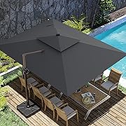 Photo 1 of 10x13FT Cantilever Outdoor Patio Umbrellas, Double Top Large Rectangle Umbrella, Heavy Duty 360° Rotation Offset Outdoor Sun Shade Umbrella for Garden Deck Pool Backyard Patio, Grey