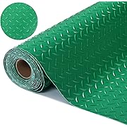 Photo 1 of 7.5 x 17 FT Garage Floor Mat - 2.3mm Diamond Plate PVC Roll for Under Car Parking, RV Trailer Flooring. Water/Stain Resistant, Perfect for Garage, Shed, and More.Green.