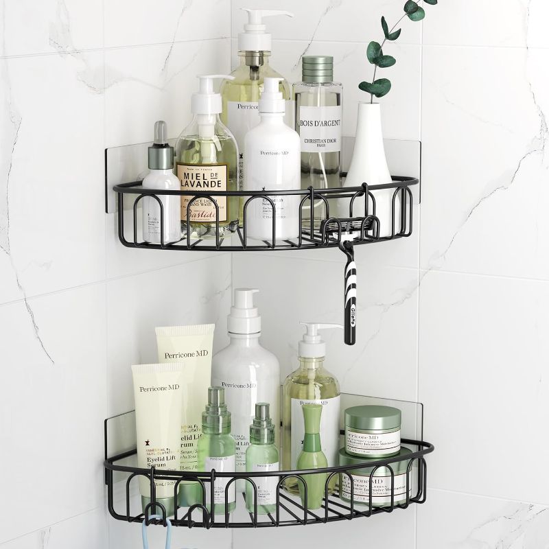 Photo 1 of 
Orimade Corner Shower Caddy with 2 Hooks Wall Mounted Metal Bathroom Shelf Storage 