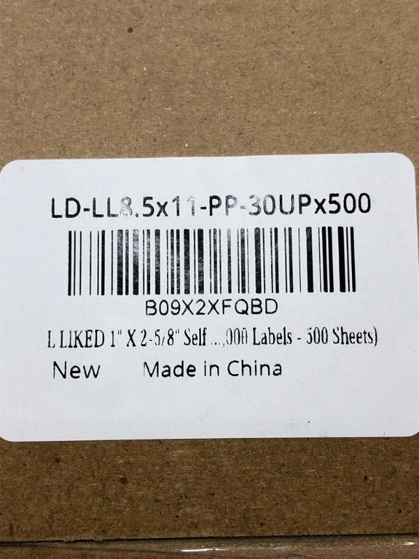 Photo 1 of L LIKED Address Labels Printable White Sticker Paper, Laser/Inkjet Printing - Matte 1" x 2-5/8" 30 per Sheet (15,000 Labels, 500 Sheets) White 1" x 2-5/8" - 500 Sheets