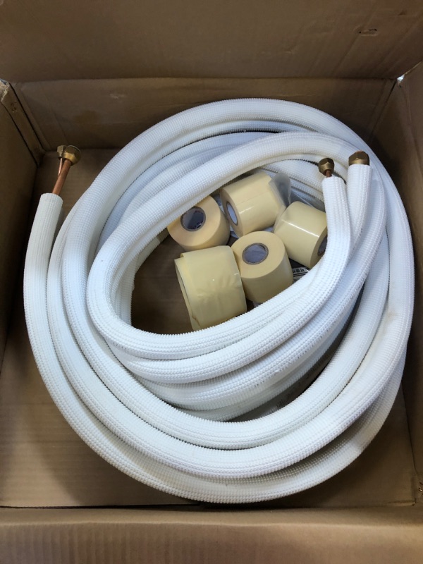 Photo 3 of (1/4"+1/2") 50FT Mini Split Line Set Specialized for Air Conditioner Copper Pipes Tubing Heat Pump Systems HVAC,3/8" Thickened PE Insulation Coil,1/4" & 1/2" Twin Copper Pipes With Nuts.
