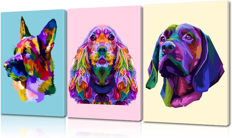 Photo 1 of 3 Pieces Dog Decor Dog Wall Decor German Shepherd Decor Animal Decor Dog Posters Animal Art Animal Poster Dog Canvas Wall Art Pet Decor Dog Picture Puppy Decor for Pet Shop Decor (12''Wx16''Hx3PCS)
