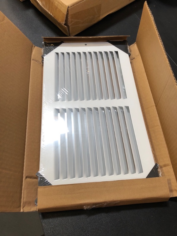 Photo 2 of [2 Pack] Fits 12x12 Duct Opening | Steel Return Air Grille by Handua | Vent Cover Grill for Sidewall and Ceiling | White | HVAC Cold Air Intake Grille | Outer Dimensions: 13.75"W X 13.75"H 2 12"W x 12"H [Duct Opening]