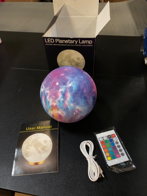 Photo 2 of 3D Galaxy Ball Moon Lamp - 16 Colors Moonlight Globe Luna Night Light with Stand Remote & Touch Control Night Light Bedroom Decor for Kids Girls Boys Women Gifts 
