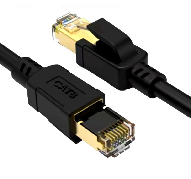 Photo 1 of Cat8 Ethernet Cable Internet LAN Cable for high-Speed 2000Mhz 40Gbps RJ45 Cables for Games, Xbox, PS4, modems, routers - Compatible with Cat7/Cat6e/Cat5e Networks - Black (CAT8-100FT)