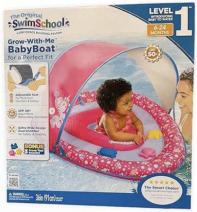 Photo 1 of ****USED** Grow-with-Me Baby Boat Adjustable Sun Canopy Safety Seat 6-24 Months Pink Seahorse, 36''