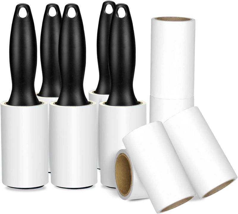 Photo 1 of 600 Sheets Extra Sticky Lint Roller Mega Value Set - Pet Lint Remover for Clothes, Furniture, Carpet, Dog & Cat Hair Removal - 5 Handles + 10 Refills Pack