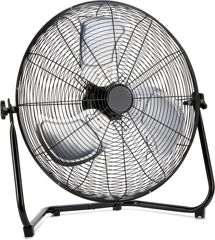 Photo 1 of ****USED**PARTS ONLY***SOLD AS IS NO RETURNS**ALL SALES ARE FINAL*** Amazon Basics 20-Inch High-Velocity Industrial Floor Fan with 3 Speeds, Metal Construction and Aluminum Blades, Ideal for Industrial & Commercial Spaces, 125W, Black, 9.45"D x 23.43"W x 