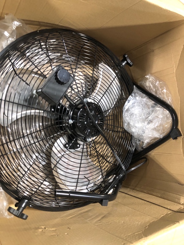 Photo 3 of ****USED**PARTS ONLY***SOLD AS IS NO RETURNS**ALL SALES ARE FINAL*** Amazon Basics 20-Inch High-Velocity Industrial Floor Fan with 3 Speeds, Metal Construction and Aluminum Blades, Ideal for Industrial & Commercial Spaces, 125W, Black, 9.45"D x 23.43"W x 