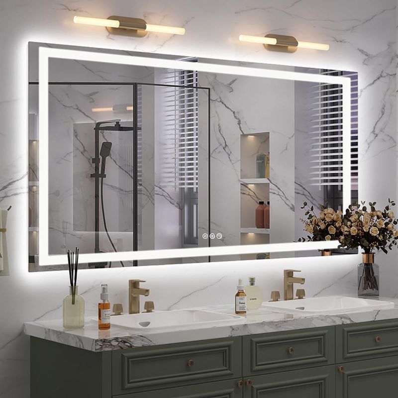 Photo 1 of 57x 36 LED Lighted Bathroom Mirror, Dimmable Vanity Mirror with Lights, Anti-Fog, ETL Listed (Backlit and Front Lighted)