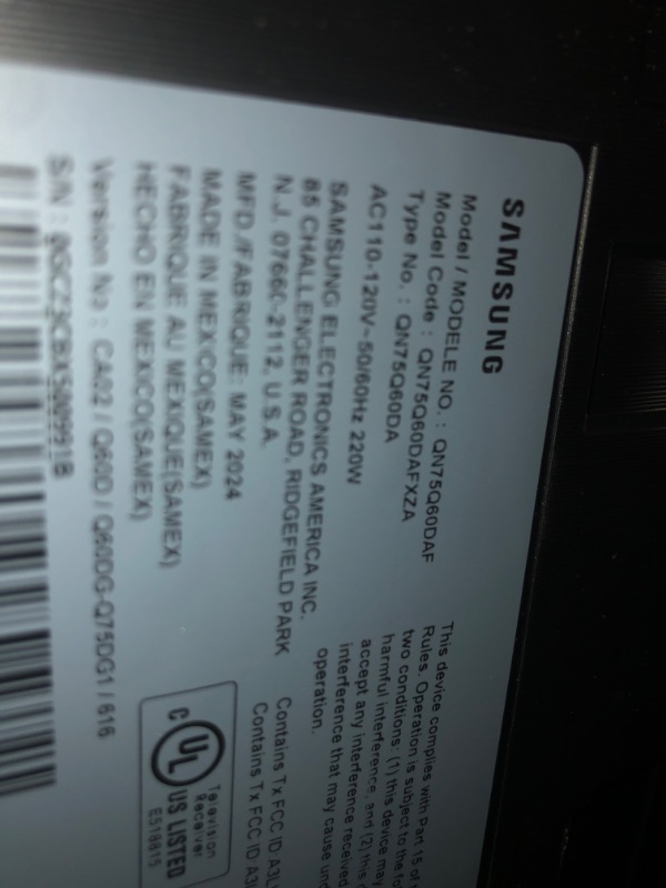 Photo 3 of ***Factory sealed but opened to examine ****
SAMSUNG 75-Inch Class QLED 4K Q60D Series Quantum HDR Smart TV (QN75Q60D, 2024 Model) QS730D 3.1.2ch Soundbar w/Wireless Dolby Atmos Audio, Q-Symphony, SpaceFit Sound Pro,(Newest Model) 75-Inch TV w/QS730D Soun