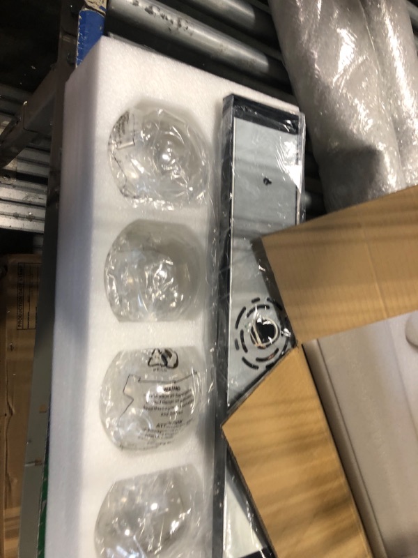 Photo 3 of ***USED** Bathroom Light Fixtures, 4 Light Matte Black Vanity Light, 26 Inch Modern Wall Sconces with Globe Clear Glass Shade, Vanity Lighting Fixtures Over Mirror, VL195-MB-CL-4 Black, 4 Light