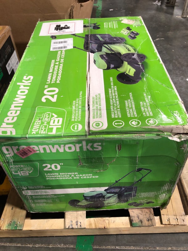 Photo 2 of ****USED*** Greenworks 40V 20" Brushless Push Mower, 4.0Ah Battery (Aluminum Handles + Light)