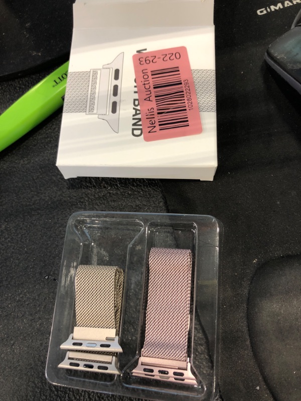 Photo 2 of [2 Pack] Original Milanese Loop Compatible with Apple Watch Band 41mm 40mm 38mm?Mesh Loop Magnetic Clasp Replacement Bands for iWatch - Pink+Starlight