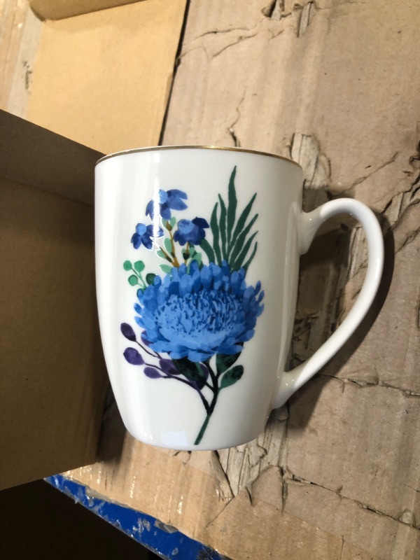 Photo 3 of ****USED** New Bone China Coffee Mug, Women's Mark Cup, Floral Coffee mug and Tea Cup - a Gift for Mom coffee cup tea mug mom mug flower mug floral mug flower tea cup floral coffee mug(Blue Flowers)