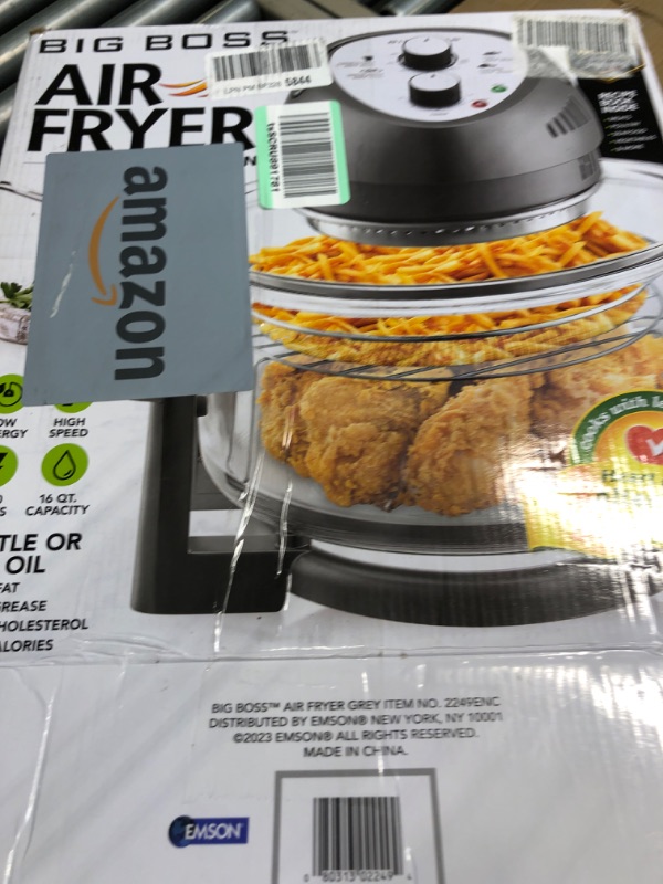 Photo 3 of ****MISSING PARTS****Big Boss 16Qt Glass Air Fryer Oven – Extra Large Non Toxic Air Fryer Halogen Oven with 50+ Air Fryers Recipe Book for Quick + Easy Meals for Entire Family, AirFryer for Healthier Crispy Foods – Gray