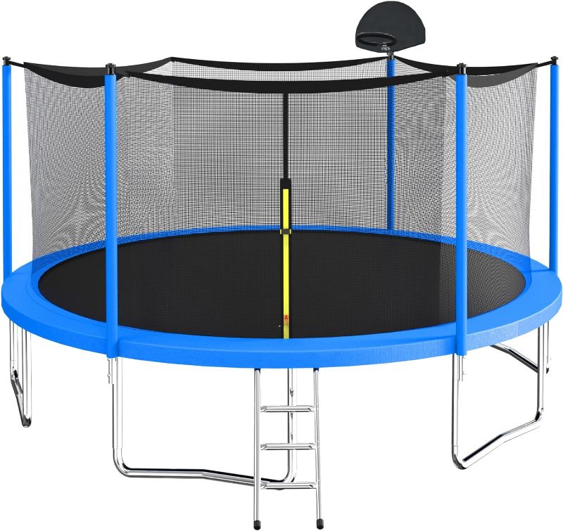 Photo 1 of 16FT 14FT 12FT Trampoline Set with Swing, Slide, Basketball Hoop,Sports Fitness Trampolines with Enclosure Net