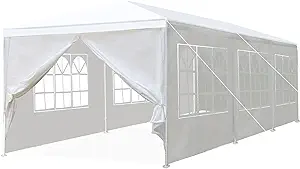 Photo 1 of 10x30' Wedding Party Canopy Tent Outdoor Gazebo with 8 Removable Sidewalls - White, Large Tent for Events, Parties, and Gatherings