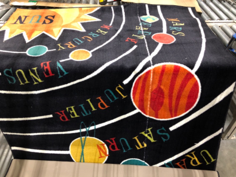 Photo 2 of ****USED**Mohawk Home Black Aurora Solar System Indoor Space Area Rug (5'x8') 5 x 8 Feet Solar System Black