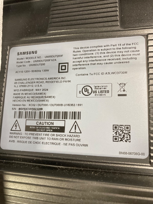 Photo 3 of ***SELLING AS PARTS - FINALE SALE - NO RETURNS****
SAMSUNG 55-Inch Class Crystal UHD 4K DU7200 Series HDR Smart TV w/Object Tracking Sound Lite, PurColor, Motion Xcelerator, Mega Contrast, Q-Symphony (UN55DU7200, 2024 Model) 55-Inch TV Only