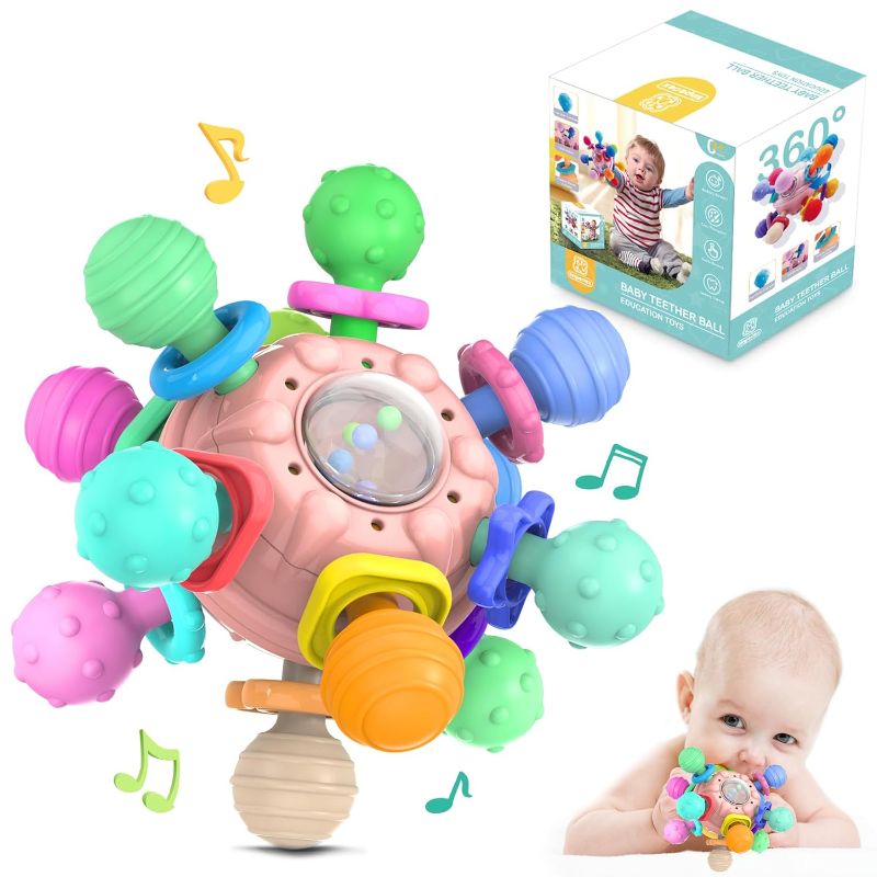 Photo 1 of ***USED** Teething Toys for Babies 0-6 Months: Sensory Toys for Infant - Baby Learning Developmental Toys Chewable Freezable Rattle Newborn Gifts for Boys Girls