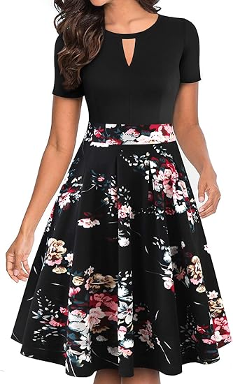 Photo 1 of ***SIMILAR****YATHON Women's Vintage Floral Flared A-Line Swing Casual Party Dresses with Pockets