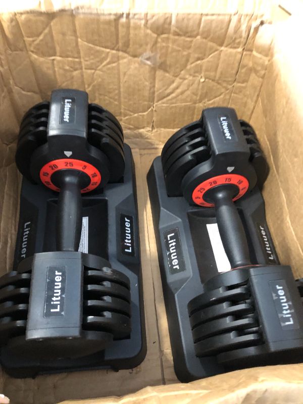 Photo 4 of 25 lbs Pair Adjustable Dumbbell Set, Adjust Dumbbell Weight for Exercises Pair Dumbbells for Men and Women in Home