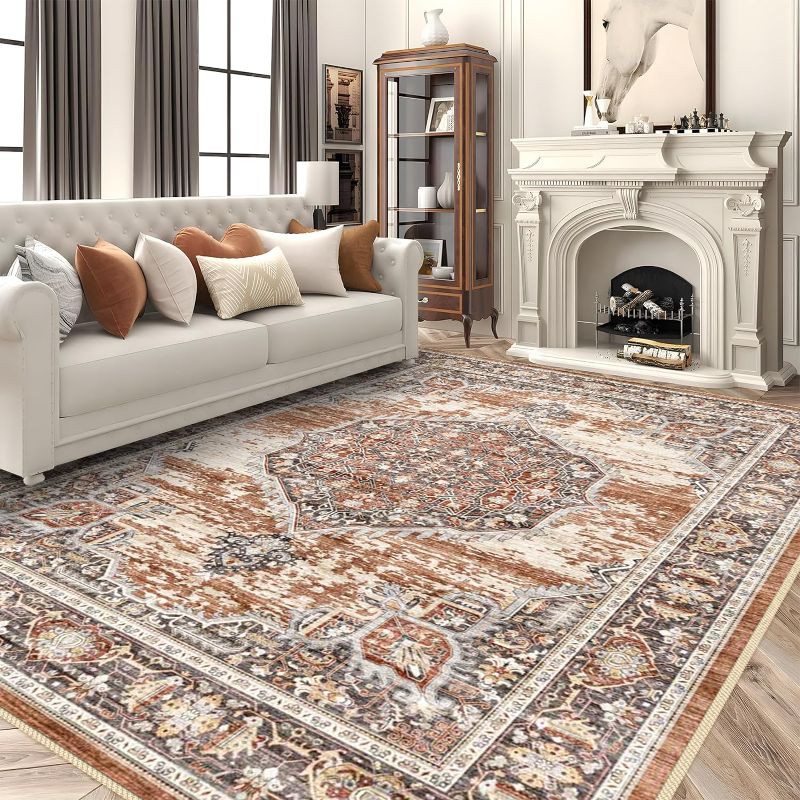 Photo 1 of  Area Rugs for Living Room: Washable Ultra Thin Rug - Oriential Stain Resistant Carpets - Large Indoor Non-Slip Rug for Bedroom Dining Room
