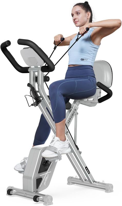 Photo 1 of **SIMILAR ITEM** POOBOO Exercise Bike, Stationary Bike for Home Gym, Magnetic Resistance Indoor Cycling Bike w/Comfortable Seat Cushion & Ipad Mount, Silent Belt Drive Indoor Bike for Cardio Workout
