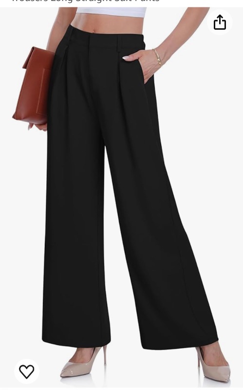 Photo 1 of 
Dacelon Women's Wide Leg Dress Pants High Elastic Waisted in The Back Business Work Causal Trousers Long Straight Suit Pants XL