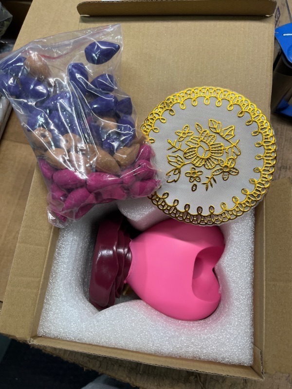 Photo 1 of ****USED** INCENSE HOLDER ONLY*** Heart Rose Backflow Incense Burner with 60 Incense Cones, Cute Incense Holder Lips, Hand-Made Waterfall Incense Burner, Preppy Stuff, Pink Stuff, Kawaii Room Decor(Red)