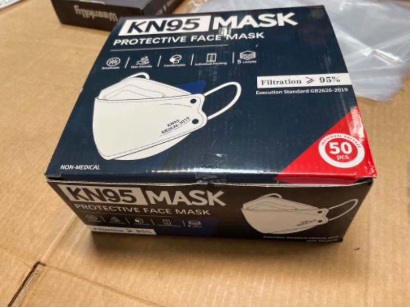 Photo 3 of ****USED** KN95 Face Mask Disposable Adult - 50 Pack KN95 Colored Masks Women Men 5 Layers Protection Breathable Comfortable Safety Dust Mask Individually Wrapped GB2626-2019