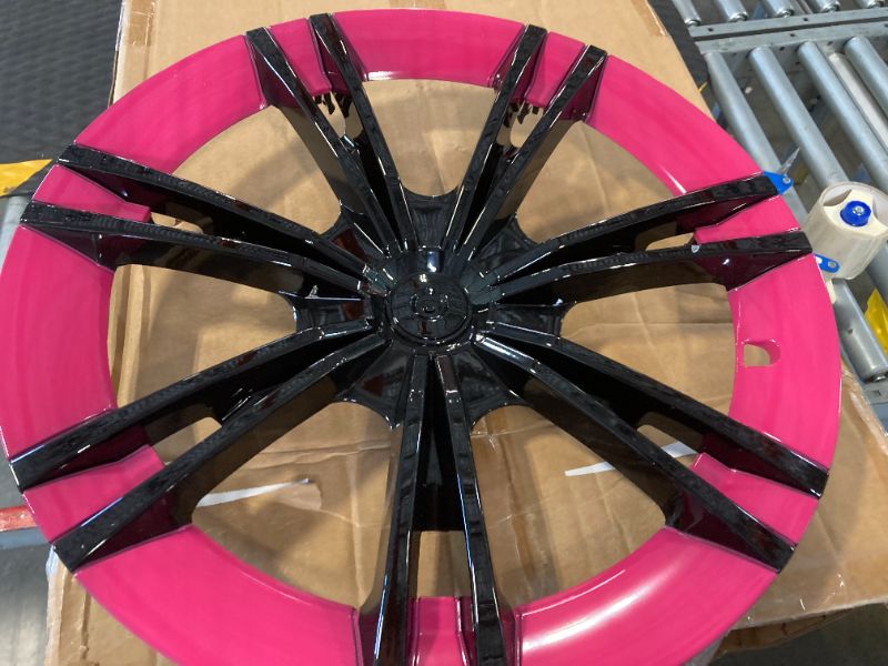 Photo 3 of ***USED**COLOR PINK AND BLACK*** Model Y Wheel Cover Hubcaps 19 Inch, Hub Cap Replacement ABS Wheel Covers Kit, Matte Black,Wheel Protector for 2017-2024 Tesla Model Y Accessories, Set of 4 (19 inch Ruiku)