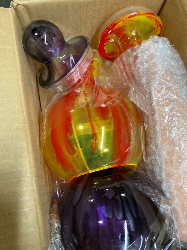 Photo 2 of 2 Pcs 2024 Upgrade Large Terracotta Plant Self Watering Globes 17 oz 2 in 1 Flow Adjustable Automatic Watering Device Handmade Garden Watering System Indoor Outdoor(Red-Orange and Purple) 2 Red-orange and Purple