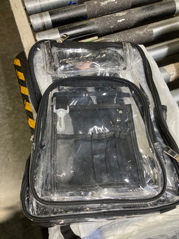 Photo 2 of *****USED***Clear Backpack Heavy Duty TPU ?See Through School Backpack Stadium Approved?Quick Security Check See Through Backpack Transparent Bookbag,Black/Semi-transparent