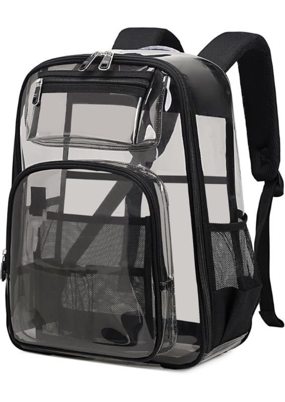 Photo 1 of *****USED***Clear Backpack Heavy Duty TPU ?See Through School Backpack Stadium Approved?Quick Security Check See Through Backpack Transparent Bookbag,Black/Semi-transparent