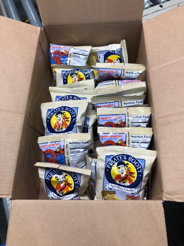 Photo 3 of ***USED** Pirate's Booty Aged White Cheddar Cheese Puffs, Gluten Free, Healthy Kids Snacks, 0.5 Ounce (Pack of 19)