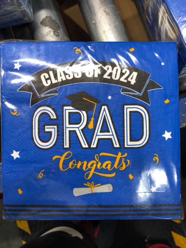 Photo 2 of 100 Pcs Class of 2024 Graduation Paper Napkins, 3-Ply Congrats Grad Disposable Hand Towels, Dinner Guest Napkins for School University College Graduation Party Decoration (Blue and Gold)
Brand: Hunanyume