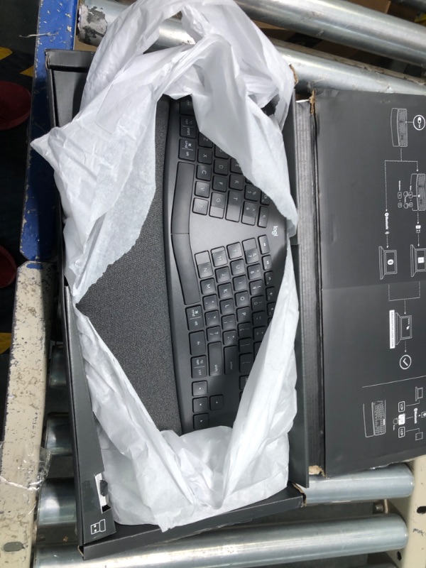 Photo 2 of ***USED** Logitech ERGO K860 Wireless Ergonomic Qwerty Keyboard - Split Keyboard, Wrist Rest, Natural Typing, Stain-Resistant Fabric, Bluetooth and USB Connectivity, Compatible with Windows/Mac,Black Keyboard Only